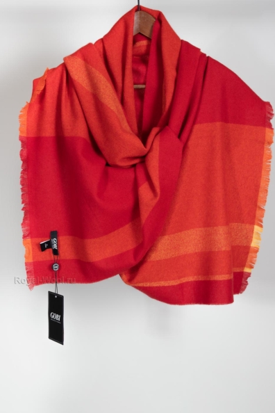 Палантин кашемировый красно-оранжевый 154-5-28
