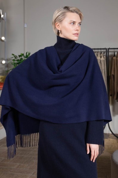 Палантин кашемировый темно-синий 154-5-29