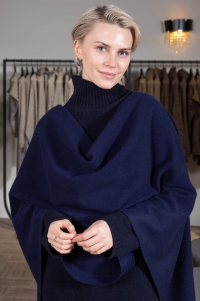 Палантин кашемировый темно-синий 154-5-29