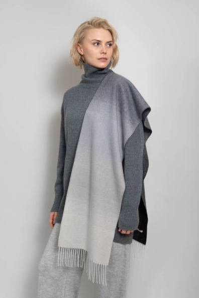 Шарф шерсть ягнят светлый градиент 490-8T-1W