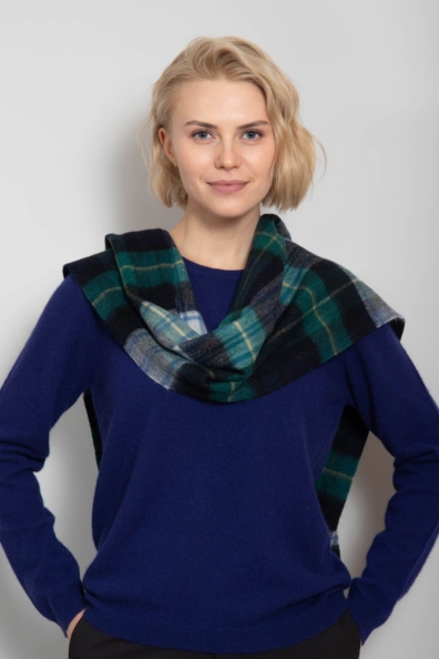 Шарф шерстяной зеленая клетка 490-8T-2W