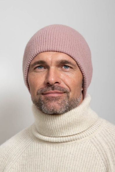 Кашемировая шапка пепельно-розовая 750-4-42M