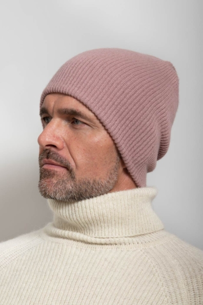 Кашемировая шапка пепельно-розовая 750-4-42M