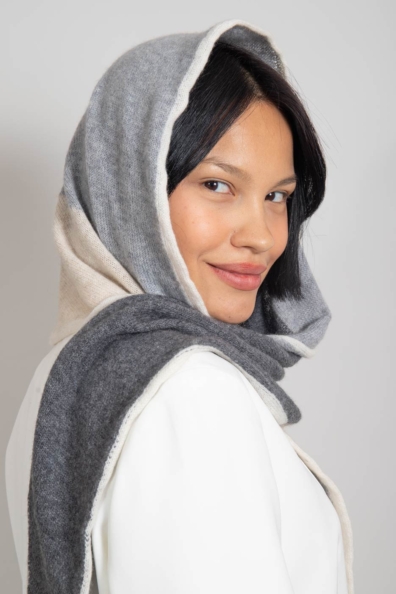 Косынка кашемировая серо-бежевая 760-GE-1