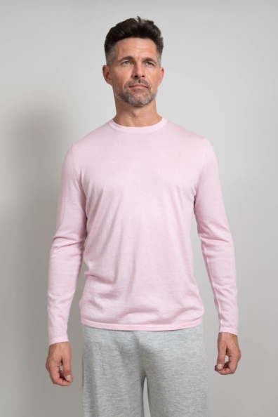 Мужской джемпер кашемир-шёлк светлый 701-GM-rose