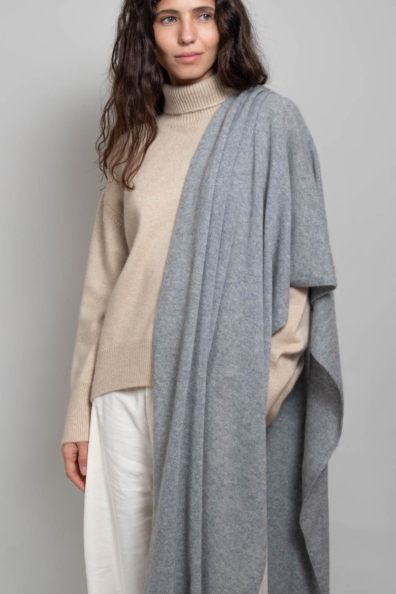 Палантин кашемировый серо-голубой 1141-4GL-3