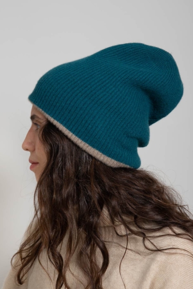 Шапка кашемировая темно-бирюзовая 750-4-48