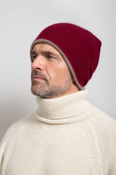 Шапка мужская кашемир бордовая серая 750-4-45M