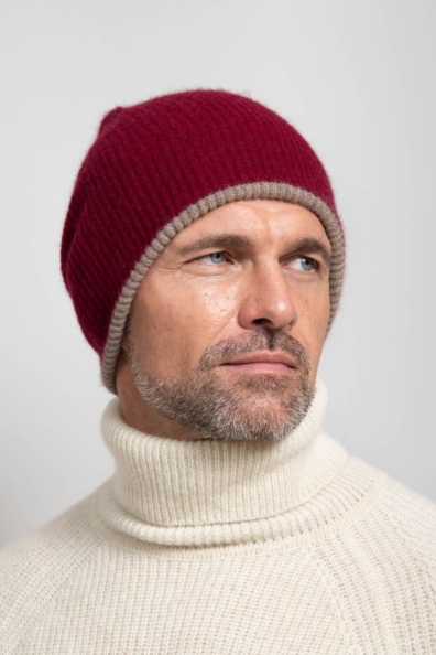 Шапка мужская кашемир бордовая серая 750-4-45M