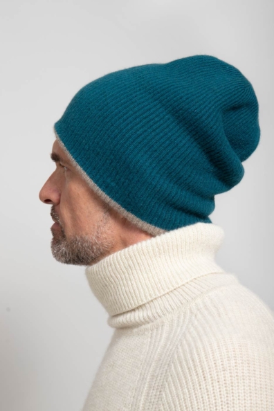Шапка мужская кашемир темно-бирюзовая 750-4-48M