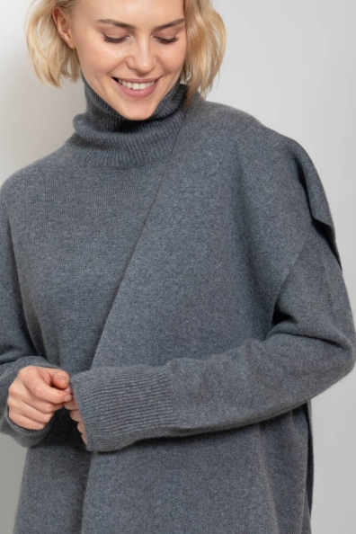 Шарф кашемировый серый трикотажный 760-BB-11