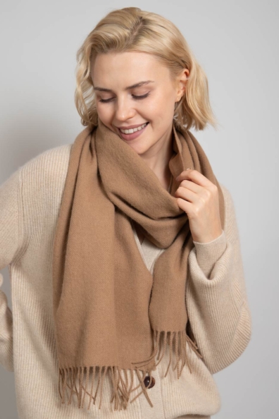 Бежевый шарф кашемир-шерсть 196-10-1MT
