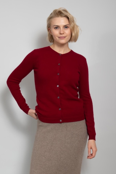 Бордовый джемпер кашемир на пуговицах 703-2E-12