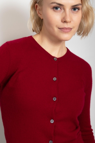 Бордовый джемпер кашемир на пуговицах 703-2E-12