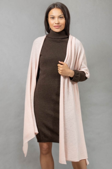 Палантин из кашемира нежно-розовый 154-3G-20