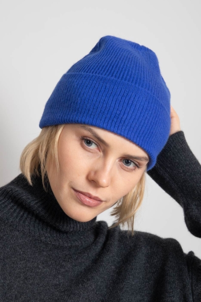 Шапка кашемир синяя демисезонная 750-E-blue-2