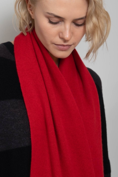Шарф кашемировый красный трикотажный 760-BB-12