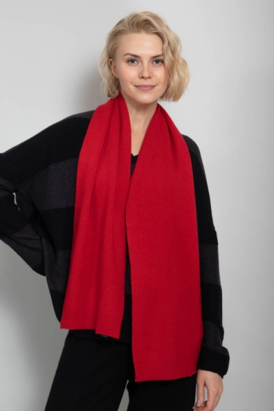 Шарф кашемировый красный трикотажный 760-BB-12