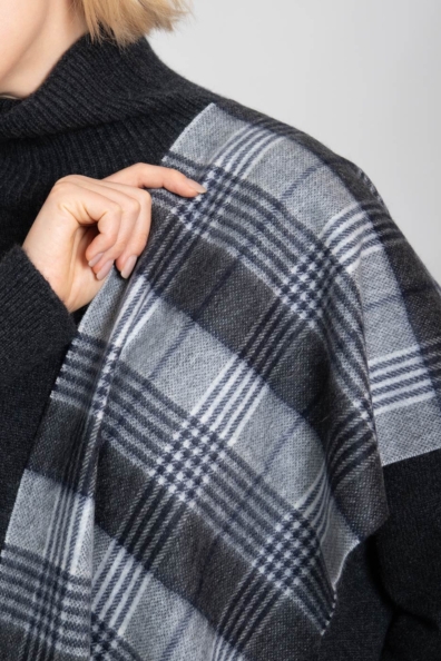 Шарф кашемировый серая клетка 760-62