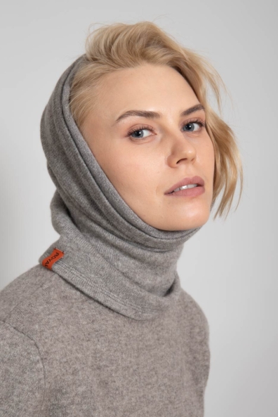 Снуд женский шерсть яка серый 195-SL-8-2