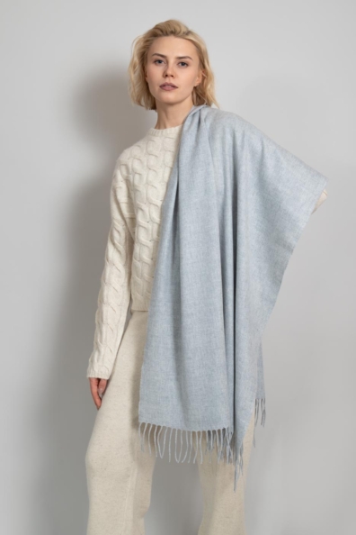 Светлый серый кашемировый палантин 154-5-11W