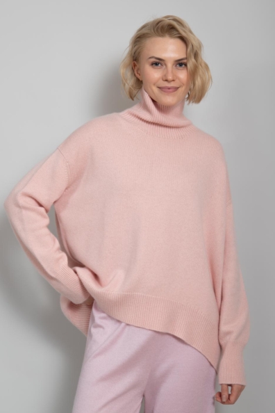 Свитер кашемировый женский розовый фрисайз 709-M-8