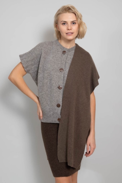 Зимний вязаный шарф шерсть яка капучино 196-1-SL-1W