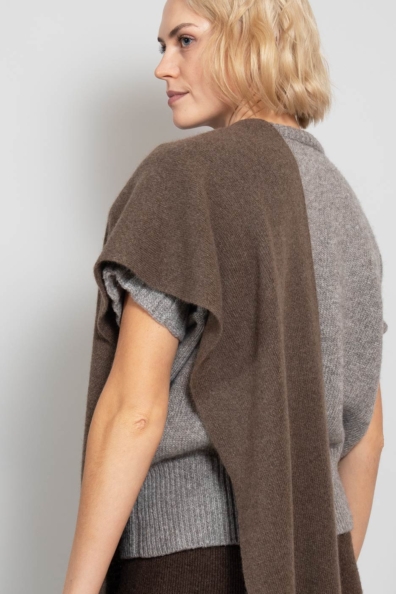 Зимний вязаный шарф шерсть яка капучино 196-1-SL-1W