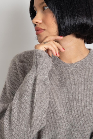 Джемпер крупной вязки серый пух яка 1911-7W