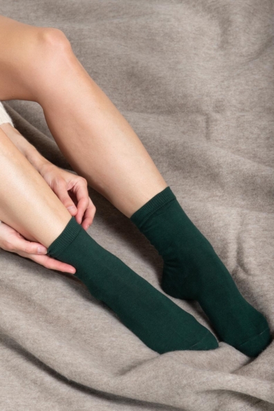 Носки хлопковые тёмно-зеленые 1113-35