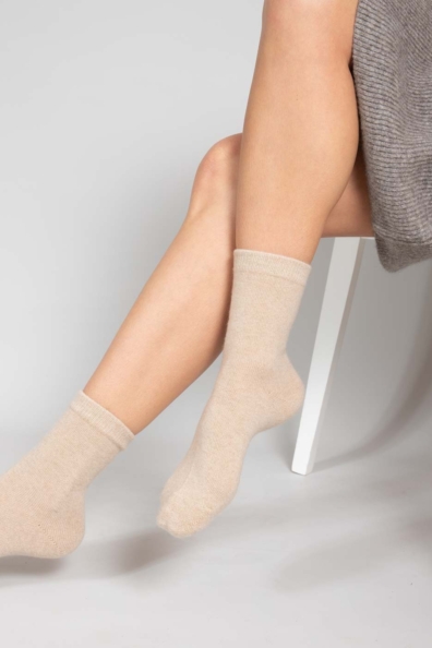 Носки кашемировые молочно-бежевые 112-11