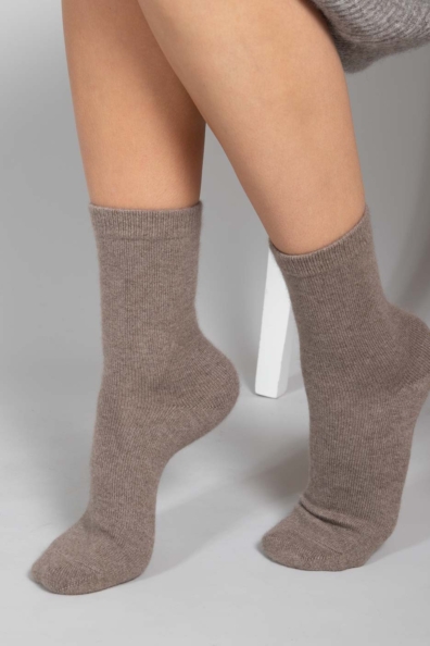 Носки кашемировые однотонные бежевые 112-10