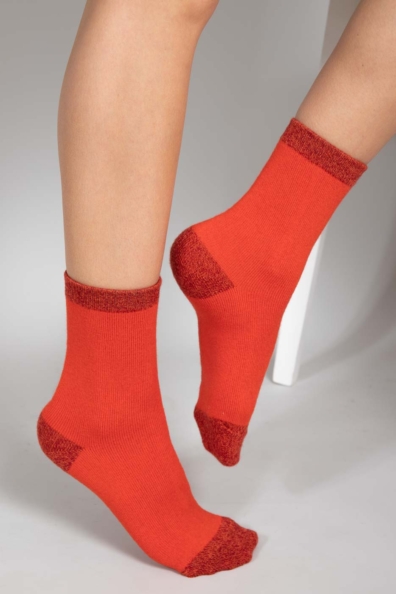 Носки шерстяные красно-оранжевые 1113-43