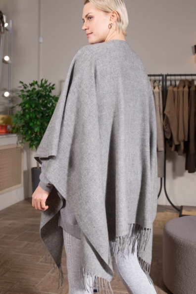 Пончо из кашемира серое 780-5