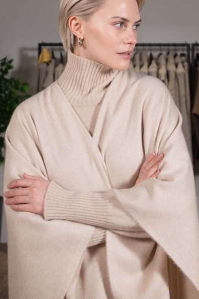 Пончо кашемировое светло-бежевое 780-7