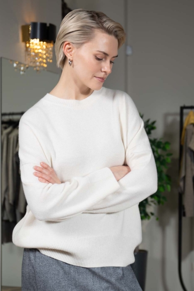 Женский кашемировый джемпер белый 701-1М-6