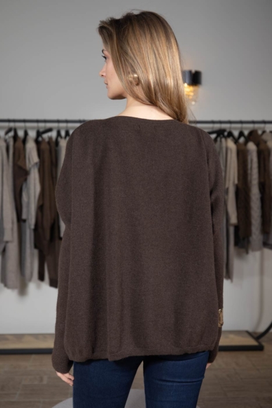 Джемпер женский пух яка коричневый с карманами 1921-10M-2