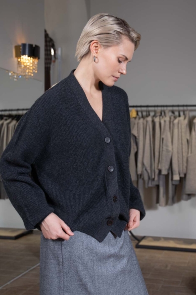 Кардиган из кашемира серый графит 802-M-3