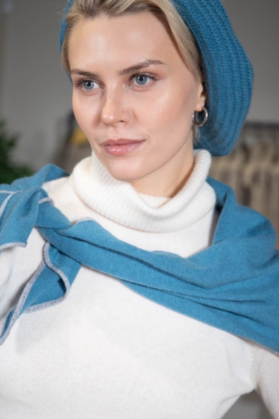 Косынка кашемировая голубая 760-GE-2