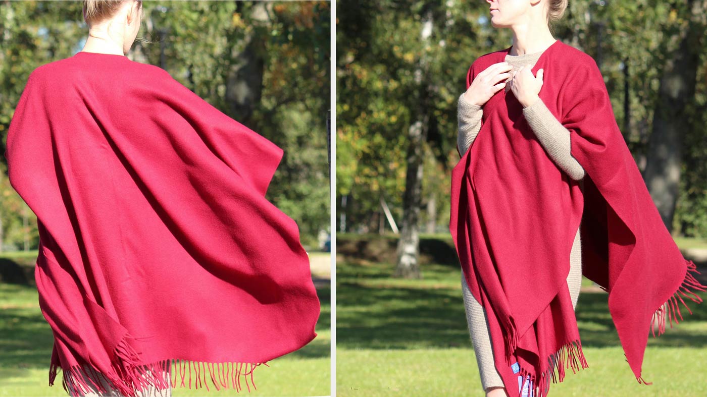 Бордовое пончо Royal Wool