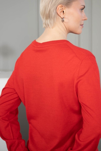 Тонкий джемпер кашемир-шёлк красный 701-G-red