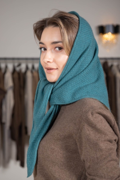 Косынка кашемировая бирюзовая 760-ED-6